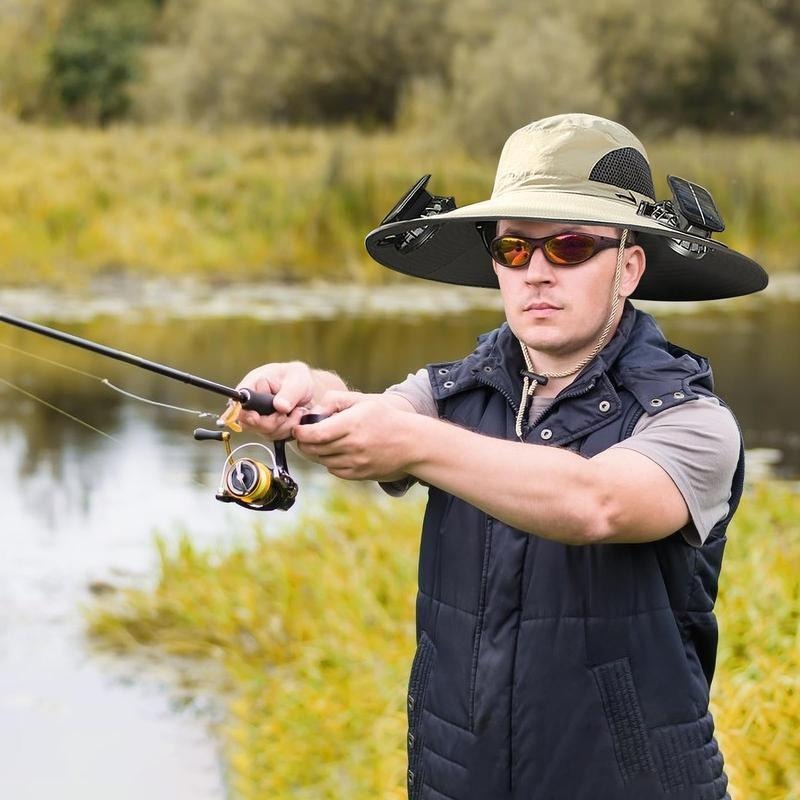 2025 New Solar Fan Outdoor Fishing Hat-Solar Sun Protection Sun Hat With Fan Solar Fan Hat Dual Power Supply Fan Outdoor Fan Solar Powered Outdoor Fishing Hat
